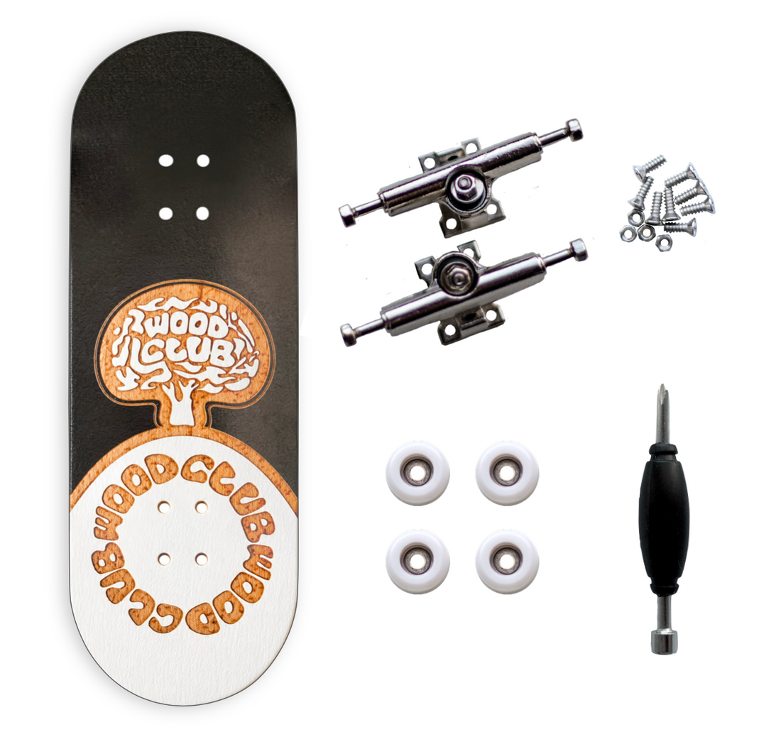 WoodClub Wooden Fingerboard 32mm - "Black Dip"