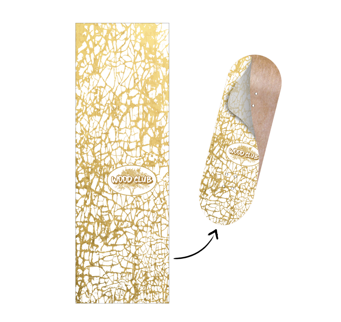 WoodClub Graphic Deck Wrap - "GOLDEN" - Wooden Fingerboards